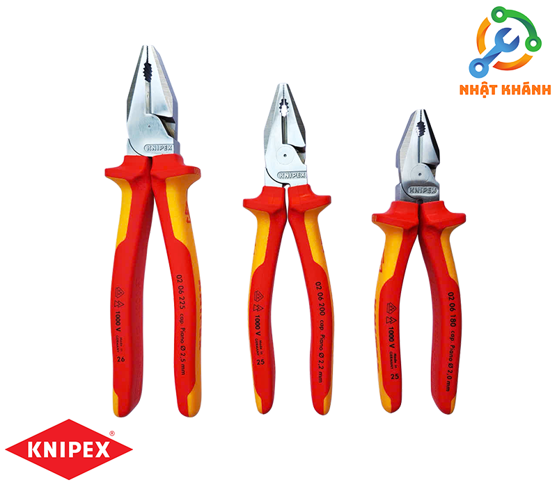 Kìm Đa Năng 180mm/ 200mm/ 225mm Cách Điện 1000 Volt KNIPEX 02 06 180/ 02 06 200/ 02 06 225
