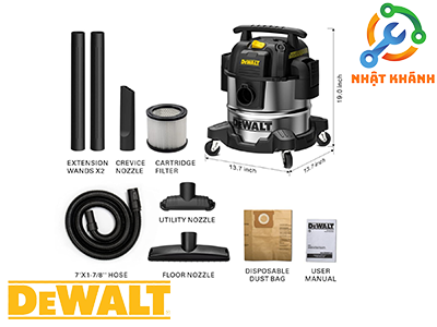 Máy Hút Bụi Công Nghiệp 3 Chức Năng 25 Lít Dewalt - DXV25S (Thương Hiệu Mỹ)